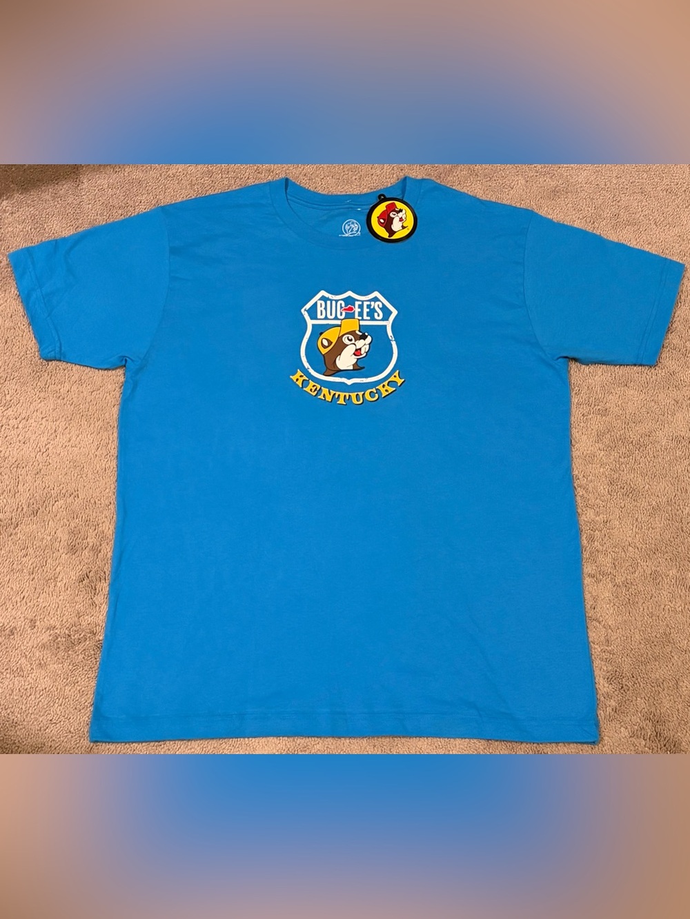 NTW Buc-ee’s Men’s Blue Kentucky License Plate T Shirt Size Large